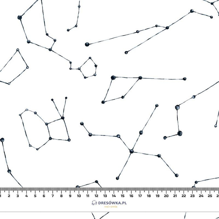 CONSTELLATIONS pat. 2 (GALACTIC ANIMALS) / white - looped knit fabric