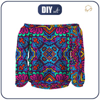 Carmenausschnitt Bluse (SOFIA) - GLASMALEREI m. 2 - Nähset XS