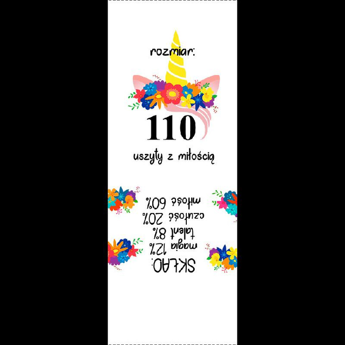 Štítek holčičí "JEDNOROŽEC / věnec" PL - Sada 9 ks / Velikost na výběr