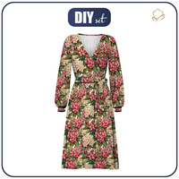 WRAP MIDI DRESS (BIANCA) -  FLOWERS pat.43 - sewing set