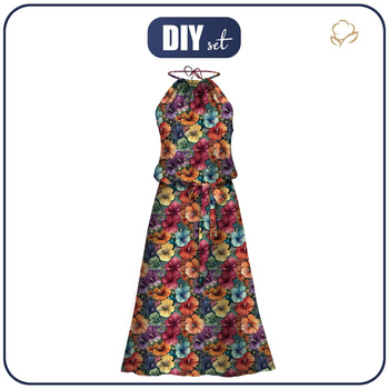 ŠATY "DALIA" MAXI (XXS-XS) - FLOWERS vz.48 - Sada šití