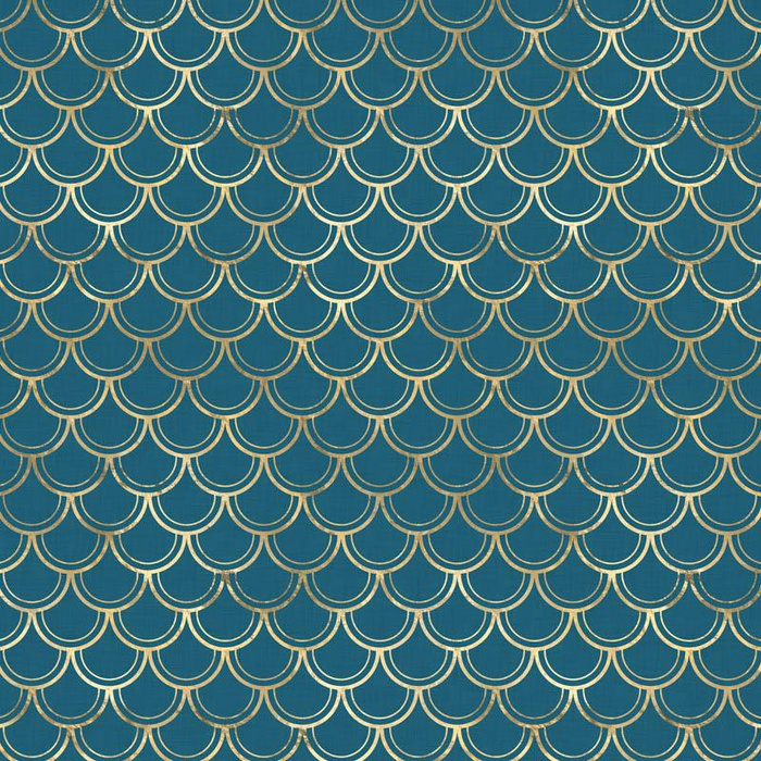 GOLDENE SCHUPPEN M.2 (GOLDENER OZEAN) / marine - Baumwoll Webware