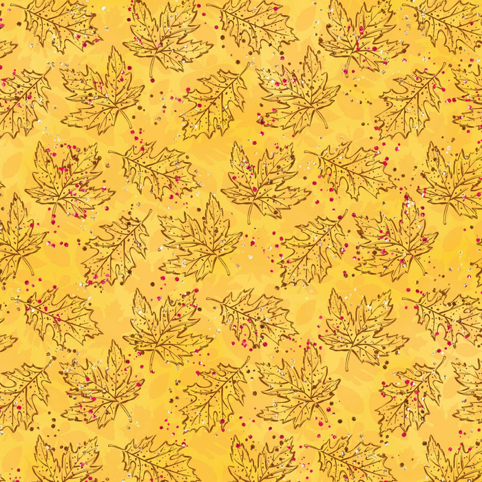 BLÄTTER KONTUREN / gelb (GLITTER HERBST) - Baumwoll Webware