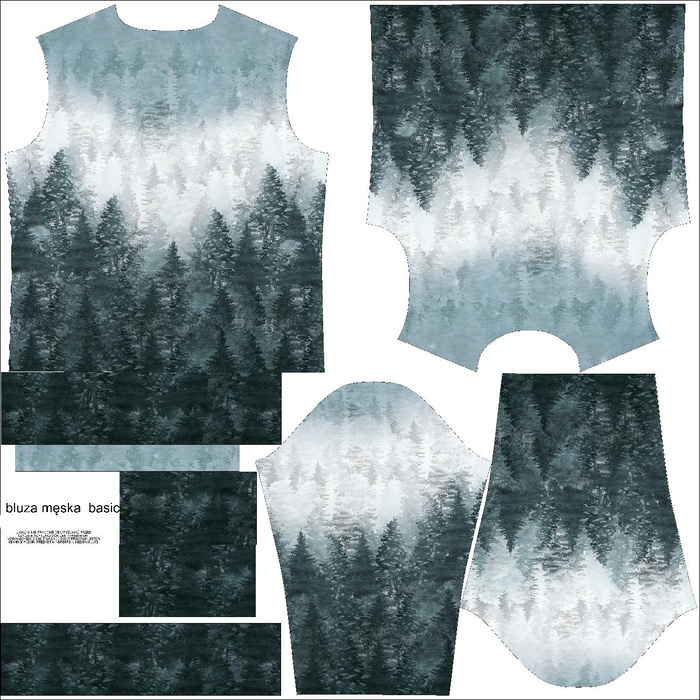 MĘSKA BLUZA (OREGON) BASIC - LAS OMBRE (ZIMA W GÓRACH) - dzianina pętelkowa M