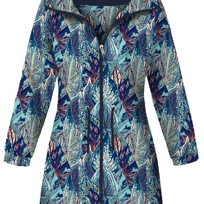 WOMEN'S PARKA (ANNA) - BLUE LEAVES (VINTAGE) - softshell M