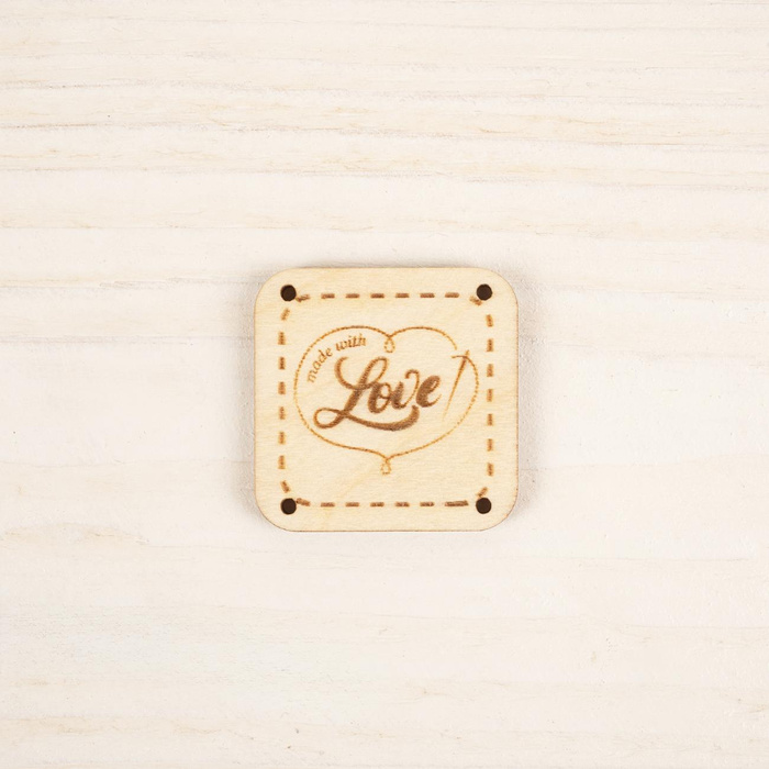 Wooden label - MADE WITH LOVE / PAT. 1 - 1 pc