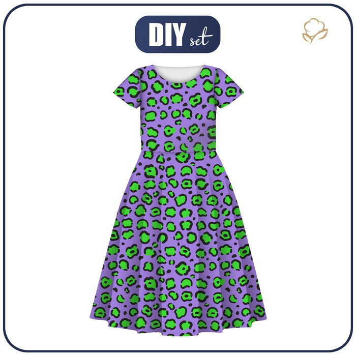 KID'S DRESS "MIA" - NEON LEOPARD PAT. 1 - sewing set (122/128)