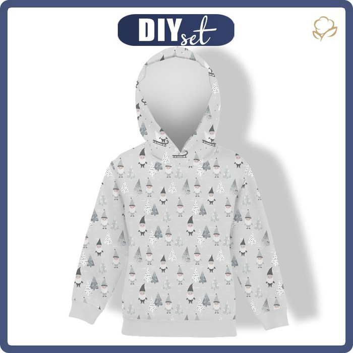 DĚTSKÁ MIKINA S KAPUCÍ  (ALEX) - TRPASLÍCI V LESE (LESNÍ TRPASLÍCI) / ŠEDÝ - teplákovina 122