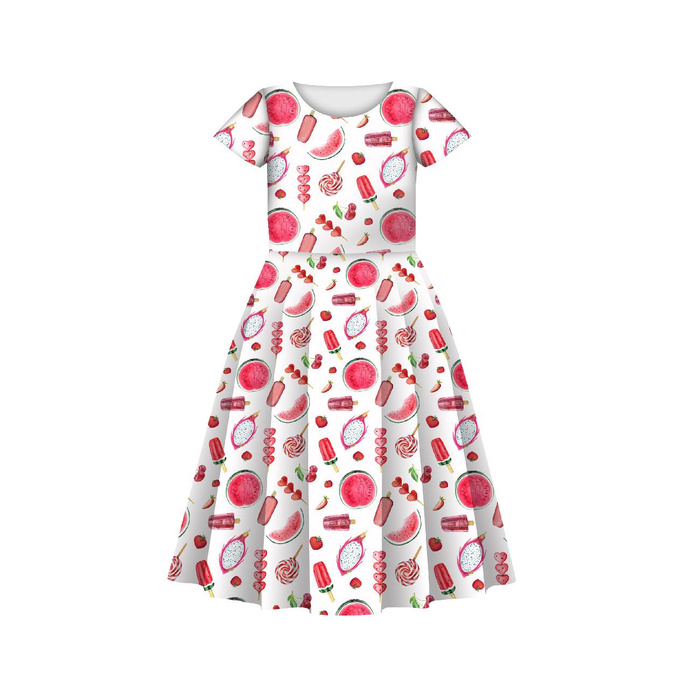 KID'S DRESS "MIA" - WATERMELON SUGAR - sewing set (122/128)