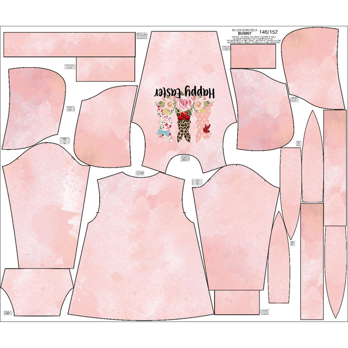 KID'S HOODIE BUNNY (PARIS) - HAPPY EASTER PAT. 2 - sewing set (74/80)