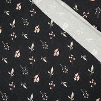 FLOWERS AND LEAVES pat. 4 / black - single jersey