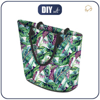 TOTE BAG - LEAVES AND INSECTS PAT. 1 (TROPICAL NATURE) / white - sewing set