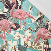 FLAMINGOS AND  MONSTERAS -  single jersey with elastane