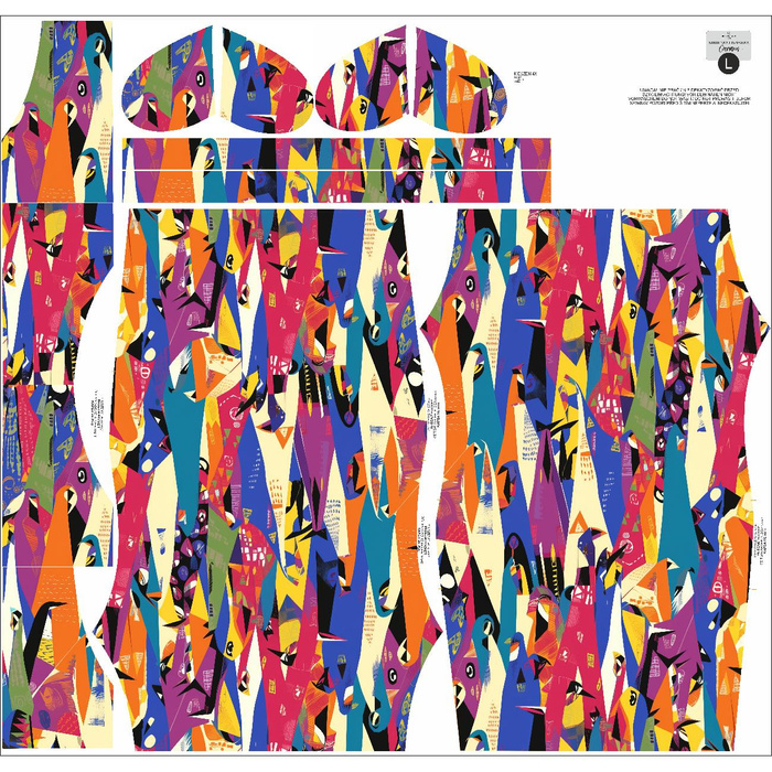 ŠATY "CARMEN" - GEOMETRIC PENGUINS - krep XL