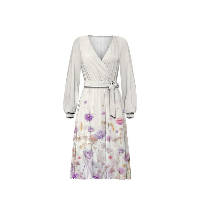 WRAP MIDI DRESS "BIANCA" (XL) - FLOWERS wz.10 - sewing set