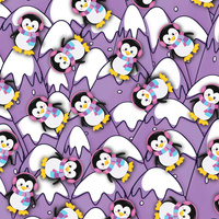 PINGWINY NA SZCZYTACH (PINGWINKI) - tkanina bawełniana