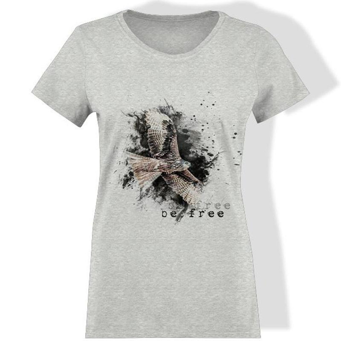 WOMEN’S T-SHIRT - BE FREE (BE YOURSELF) / melange light grey - single jersey