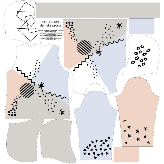 CLASSIC WOMEN’S HOODIE (POLA) - COLOR BLOCK pat. 3 - sewing set S