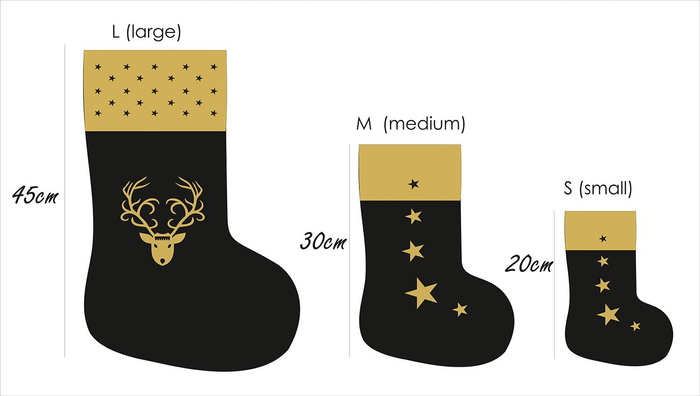 Christmas Stocking Set - GOLDEN REINDEER / black