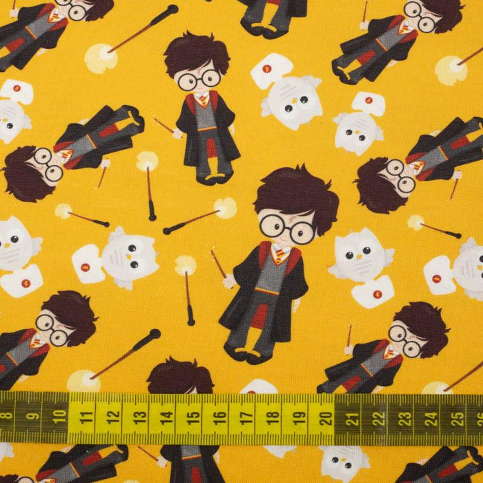 MAGICAL FRIENDS pat. 1 (MAGIC SCHOOL) / mustard - single jersey with elastane 