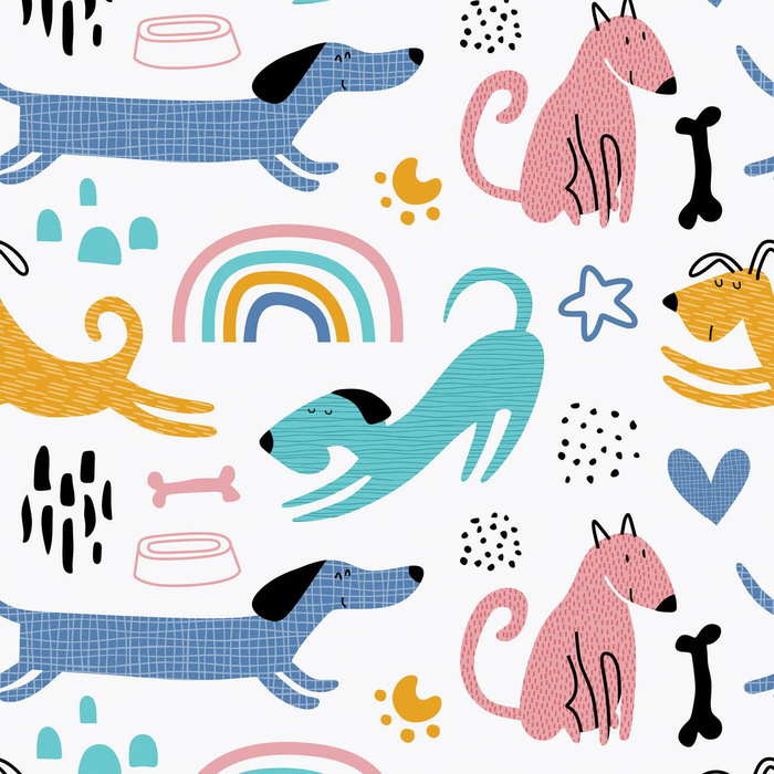 GEMALTE HUNDE - Baumwoll Webware