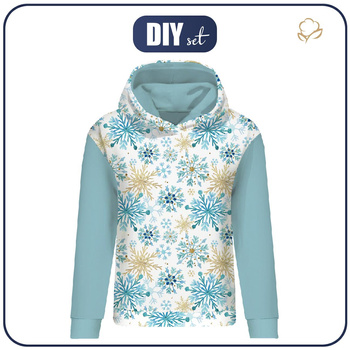 CLASSIC WOMEN’S HOODIE (POLA) - BLUE SNOWFLAKES - looped knit fabric