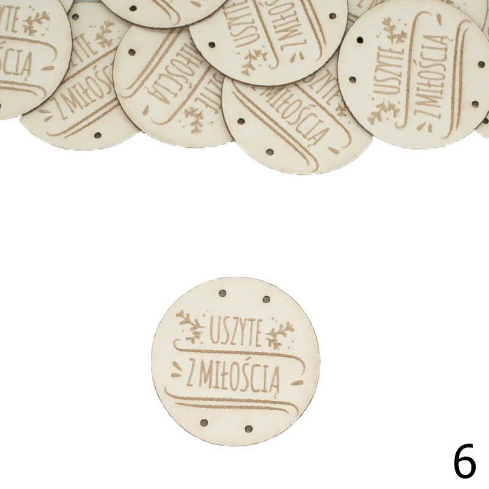 Label „USZYTE Z MIŁOŚCIĄ'' Durchmesser 3 cm - Farben nach Wahl