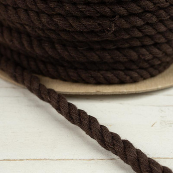 Sznurek skręcany 8 mm bawełna - brązowy