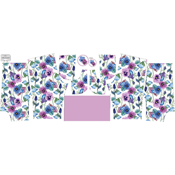 KID`S SHORTS (RIO) - PANSIES (BLOOMING MEADOW) - looped knit fabric (122/128)