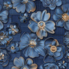 DENIM FLOWERS wz.1- Upholstery velour 