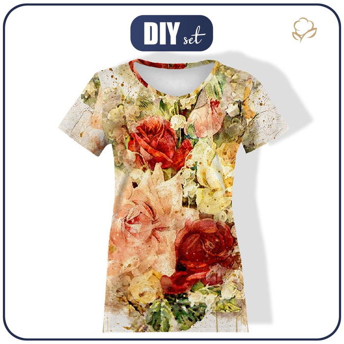 DÁMSKÉ TRIČKO - WATERCOLORS FLOWERS vz. 7 - single jersey L