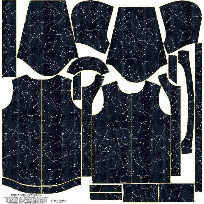 KIDS PARKA (ARIEL) - CONSTELLATIONS pat. 2 (GALACTIC ANIMALS) / navy - softshell (146/152)