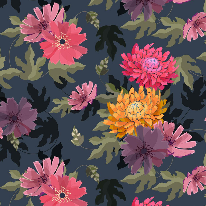 FLORAL AUTUMN VZ. 3 - teplákovina počesaná s elastanem ITY