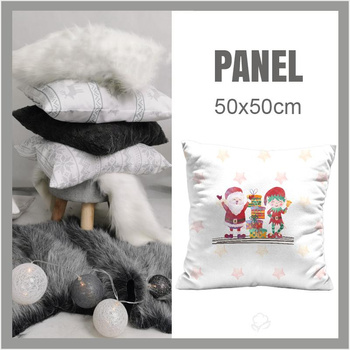 KISSENPANEL - WEIHNACHTSMANN UND ELF / Geschenke (WEIHNACHTSFREUNDE)