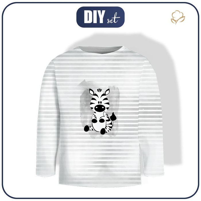 Longsleeve - ZEBRA / PASKI (szary) - single jersey (134/140)