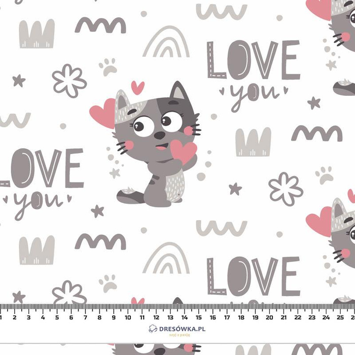 KATZEN / love you (KATZENWELT) / weiß - Baumwoll Musselin