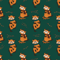 KLEINER PANDA MIT SCHAL / Flaschengrün (HERBST DES KLEINEN PANDA)