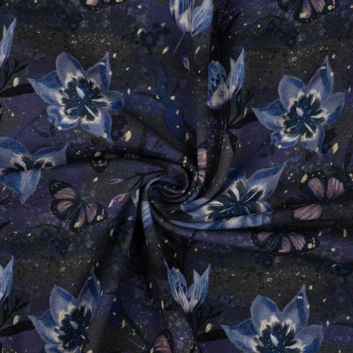 KSIĘŻYCOWE LILIE (ZACZAROWANA NOC)- single jersey z elastanem ITY