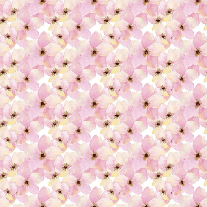 PINK FLOWERS (IN THE MEADOW) - Cotton woven fabric
