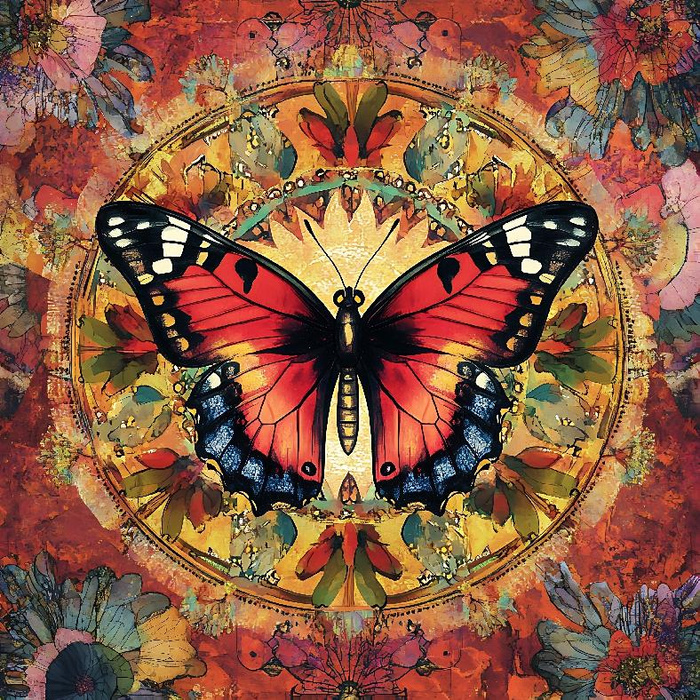 ANIMALS MANDALA wz.11 - panel (60cm x 50cm)   Baumwoll Webware