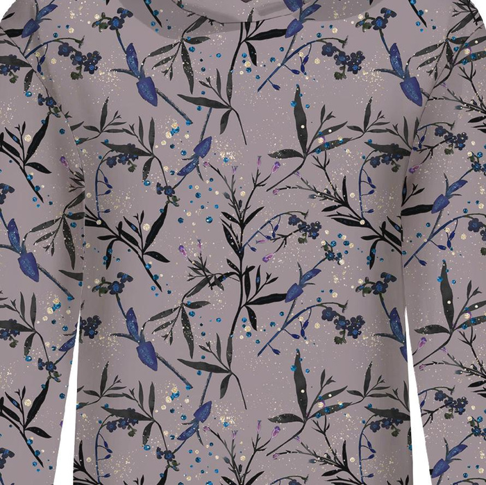 CLASSIC WOMEN’S HOODIE (POLA) - ENCHANTED MEADOW (ENCHANTED NIGHT) - looped knit fabric - XL