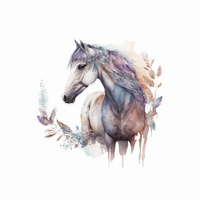 WATERCOLOR HORSE - Paneel (60cm x 50cm) bavlněná tkanina