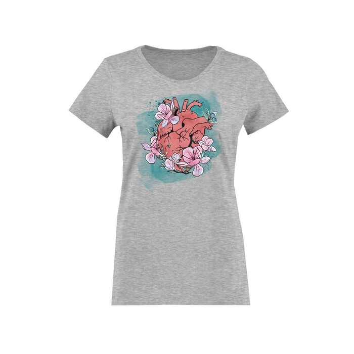 DAMEN T-SHIRT - EL CORAZON / melange hellgrau - Single Jersey L