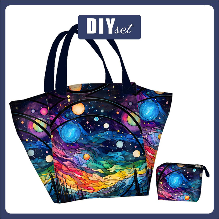 XL bag with in-bag pouch 2 in 1 - NEON GALAXY PAT.11 - sewing set