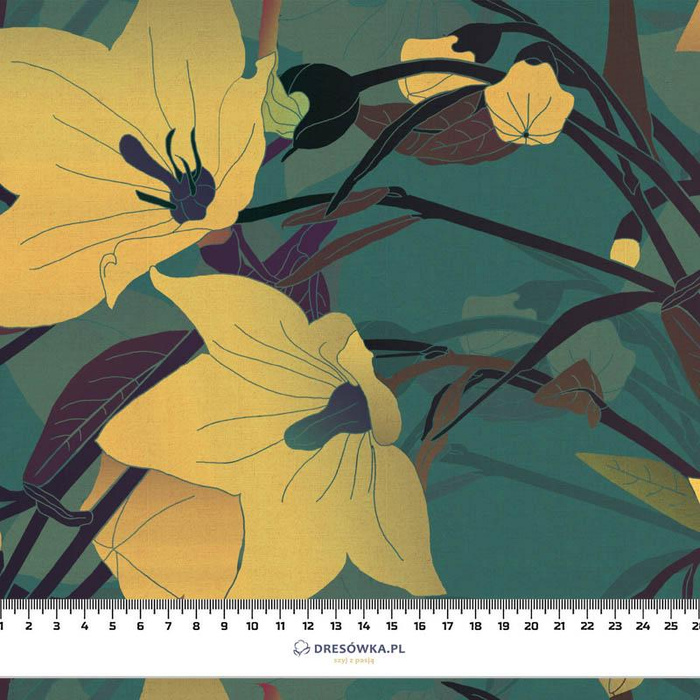 FLOWERS pat. 6 (sea blue) - Waterproof woven fabric