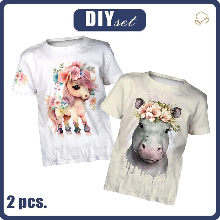 2-PACK - KINDER T-SHIRT - BABY ANIMALS M. 1 - Nähset (116/122)