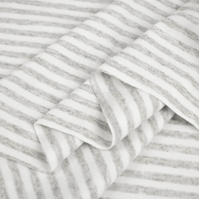 STREIFEN MELANGE / WEIß 0,5cm x 0,5cm - Viskose Jersey