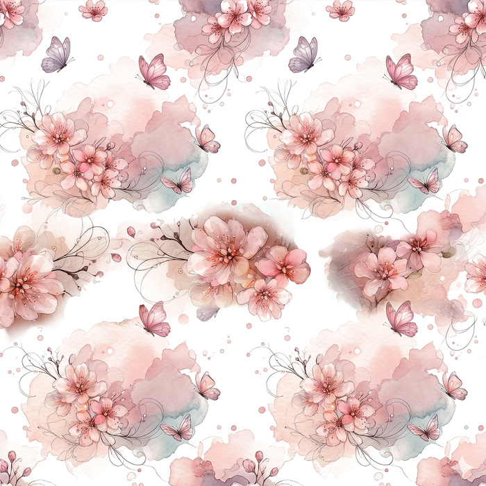 BUTTERFLY & FLOWERS WZ. 18 - Hydrophobic brushed knit