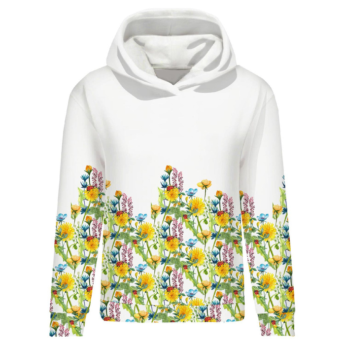 CLASSIC WOMEN’S HOODIE (POLA) - LADYBIRDS IN THE MEADOW (IN THE MEADOW) - looped knit fabric