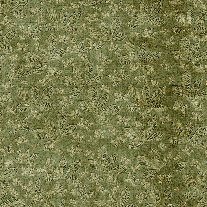 CHESTNUT LEAVES Ms.2 / green (AUTUMN COLORS) - Cotton woven fabric